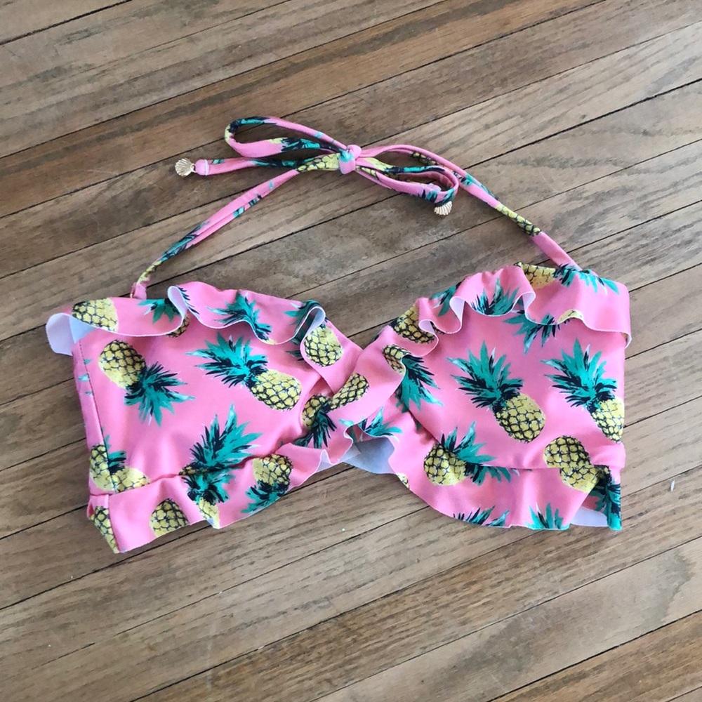 Wildfox pineapple ruffle swim top